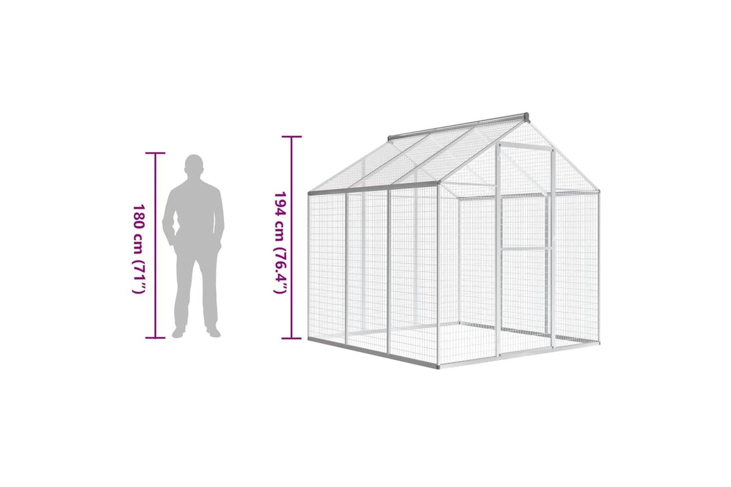 Vidaxl Outdoor Aviary Aluminium 183x178x194 Cm-6
