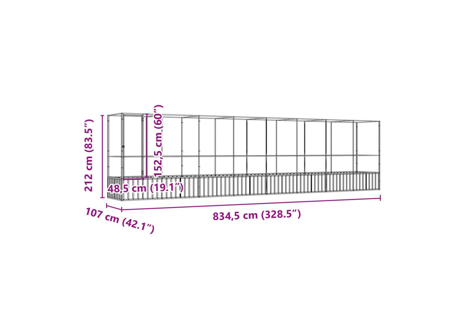 Vidaxl Aviary With Extension Silver 8345x107x212 Cm Steel-8