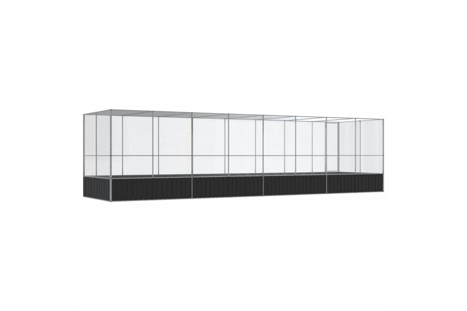 Vidaxl Aviary With Extension Silver 832x207x212 Cm Steel-5