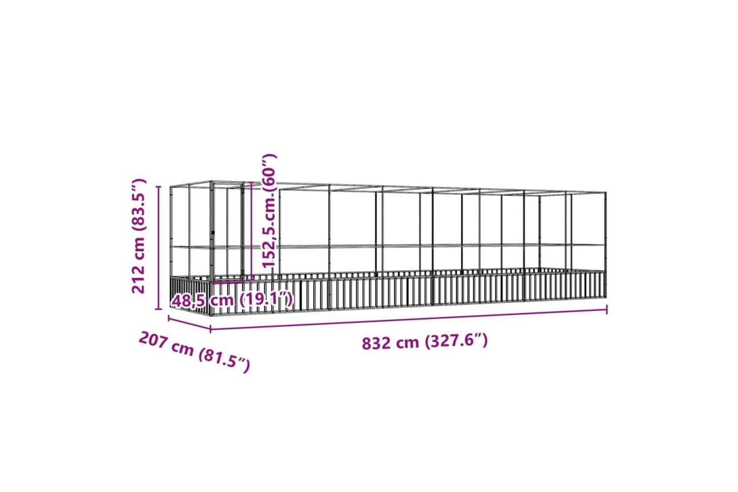 Vidaxl Aviary With Extension Silver 832x207x212 Cm Steel-8