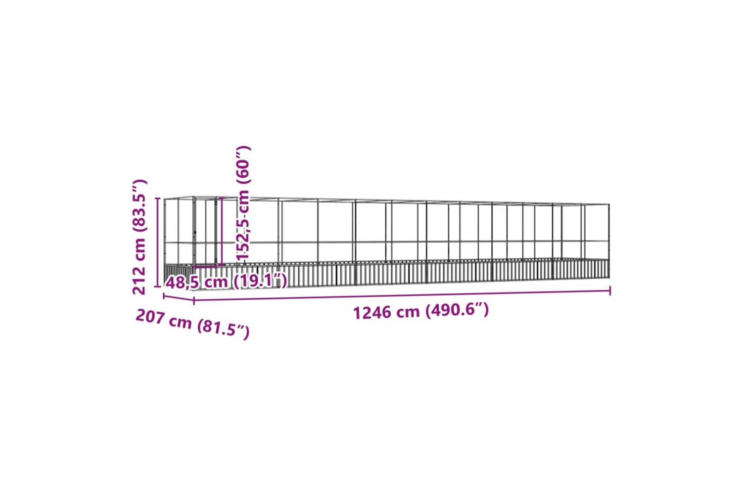Vidaxl Aviary With Extension Silver 1246x207x212 Cm Steel-8