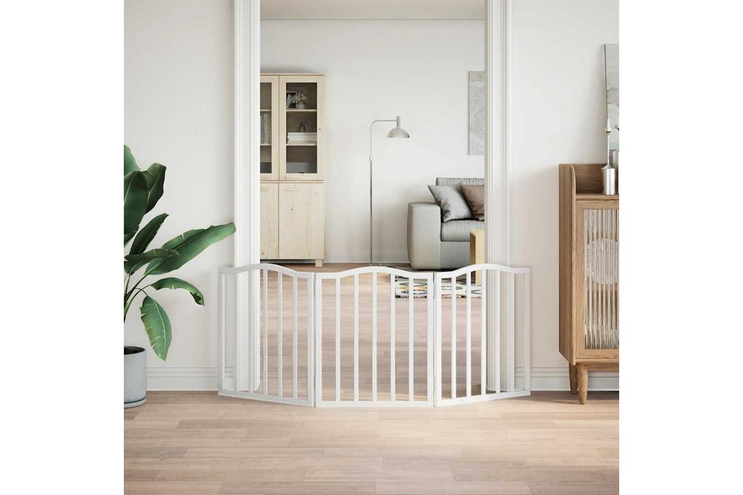Vidaxl Dog Gate Foldable 3 Panels White 150 Cmpoplar Wood-3