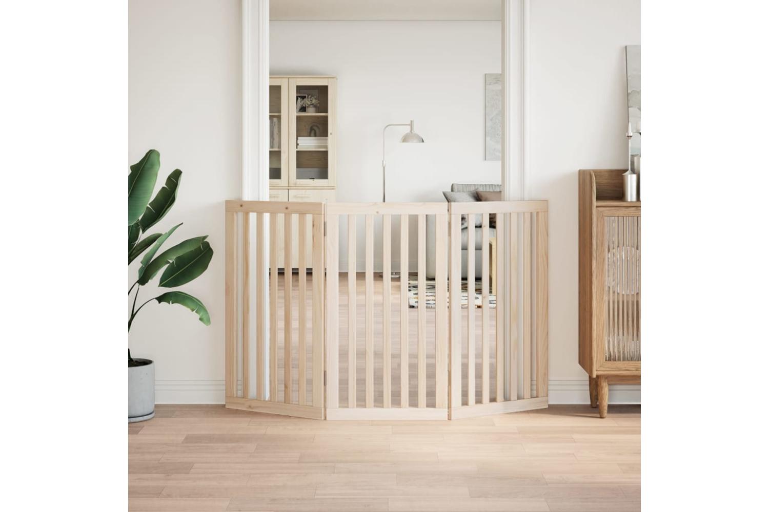 Vidaxl Dog Gate Foldable 3 Panels 150 Cm Poplar Wood-3