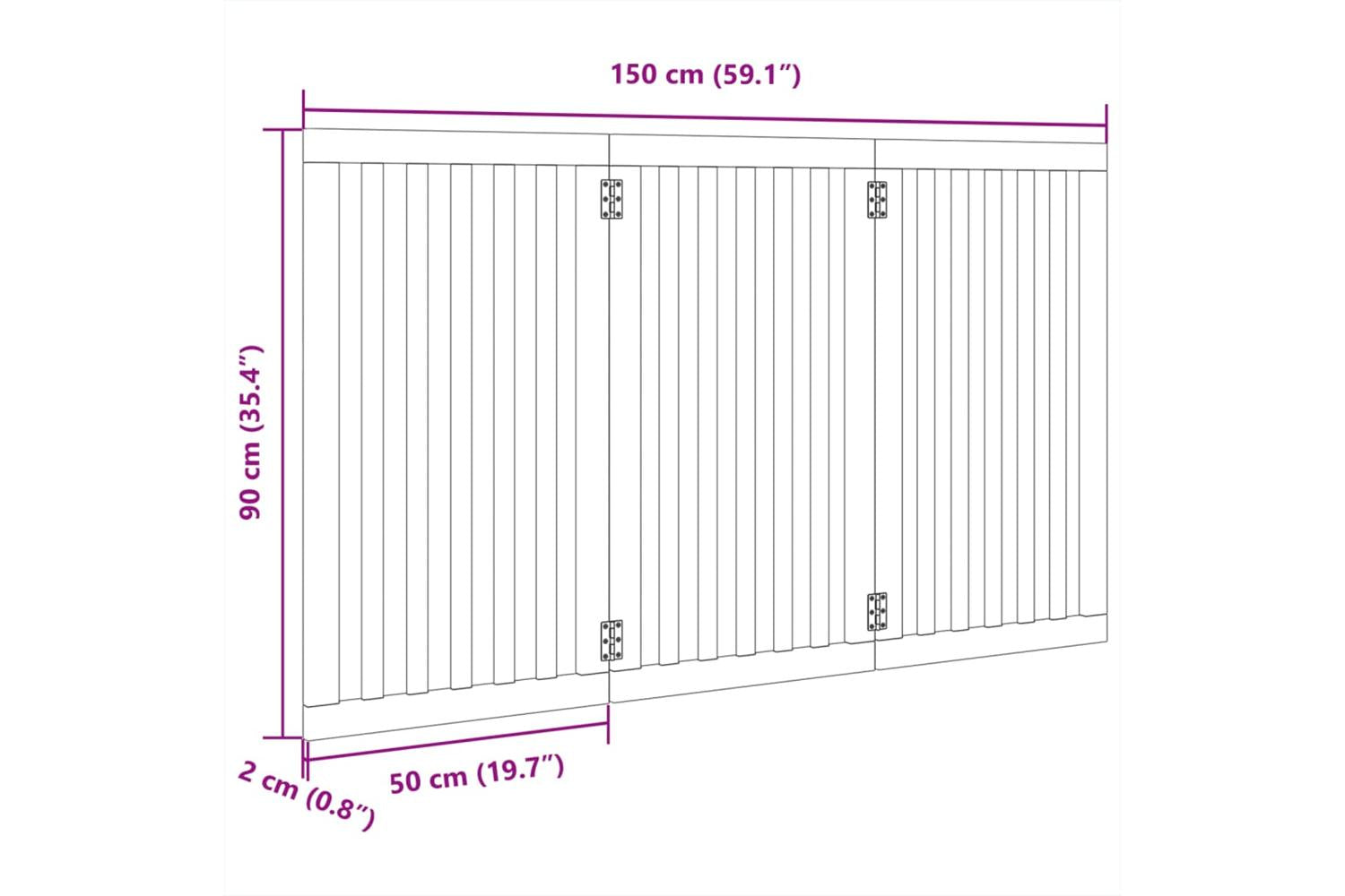 Vidaxl Dog Gate Foldable 3 Panels 150 Cm Poplar Wood-9