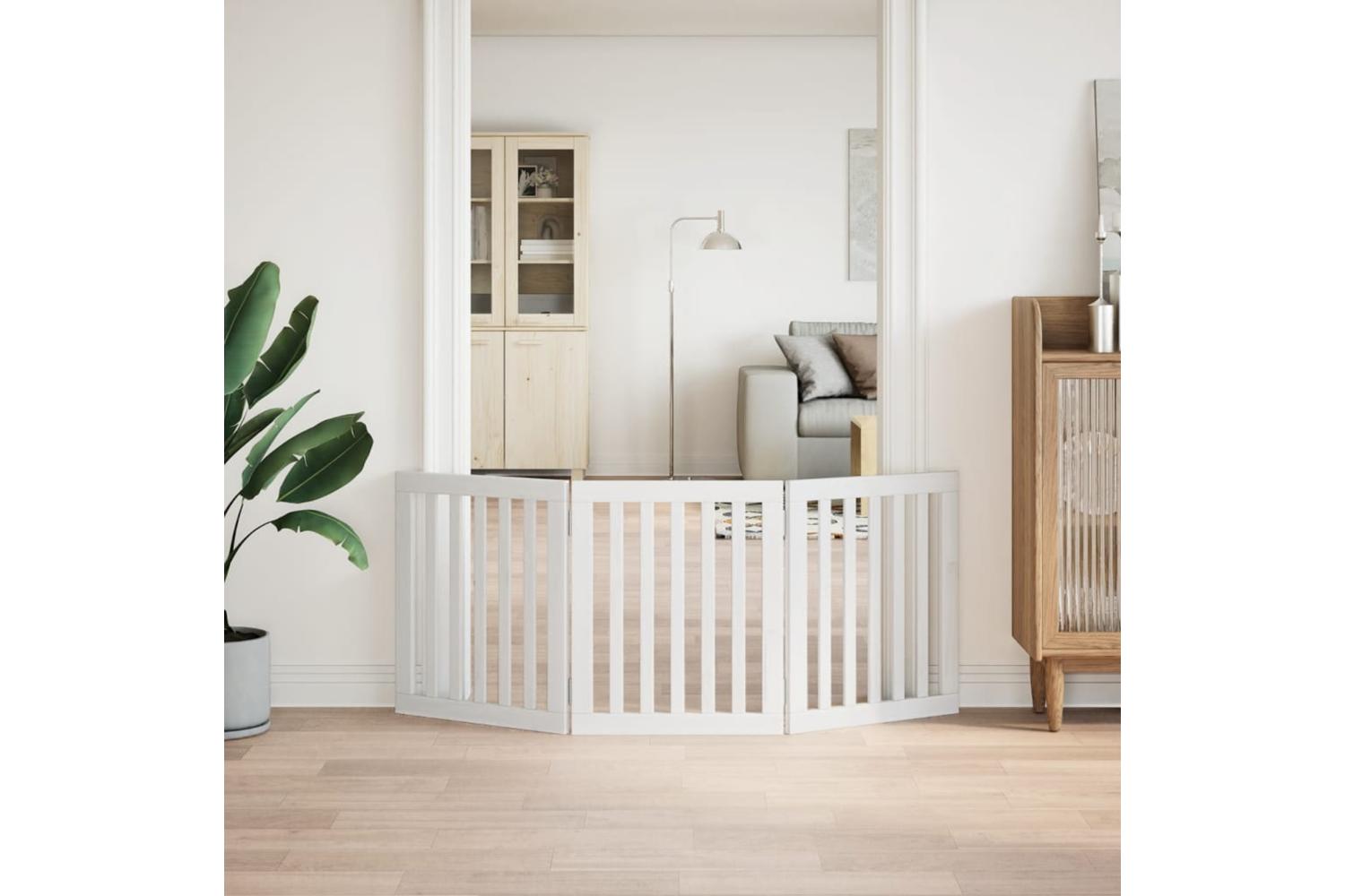 Vidaxl Dog Gate Foldable 3 Panels White 150 Cm Poplar Wood-3