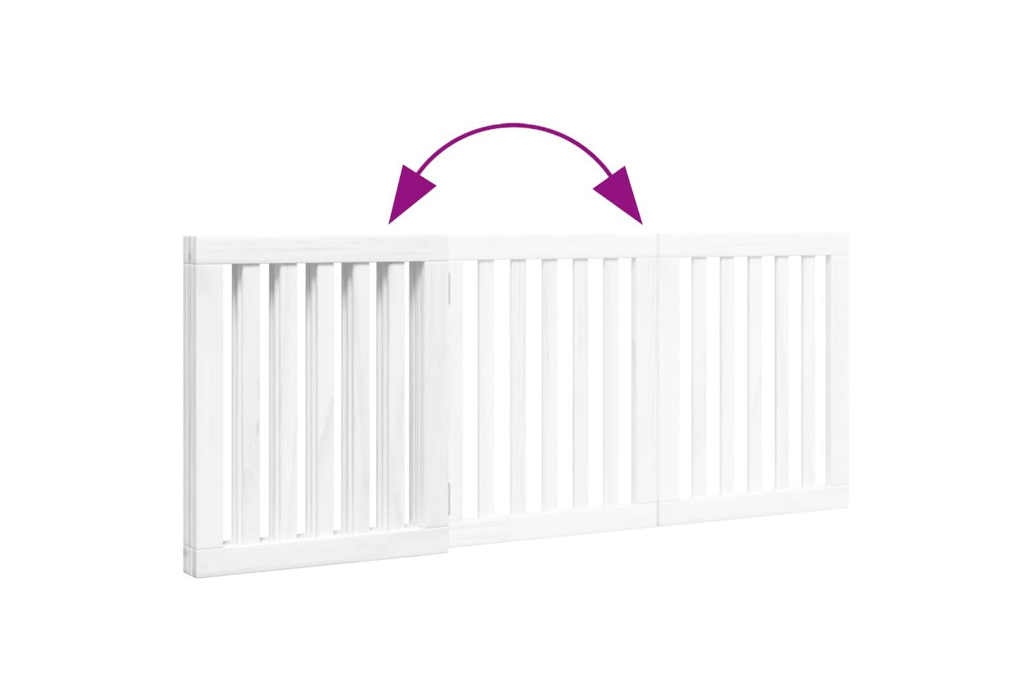 Vidaxl Dog Gate Foldable 3 Panels White 150 Cm Poplar Wood-7