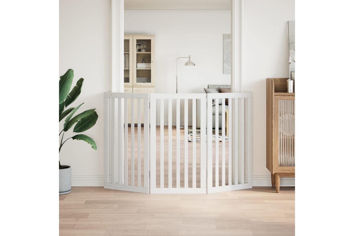 Vidaxl Dog Gate Foldable 3 Panels White 150 Cm Poplar Wood-3