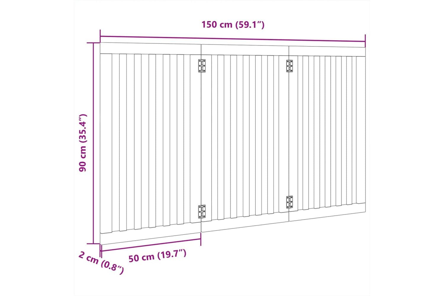 Vidaxl Dog Gate Foldable 3 Panels White 150 Cm Poplar Wood-9