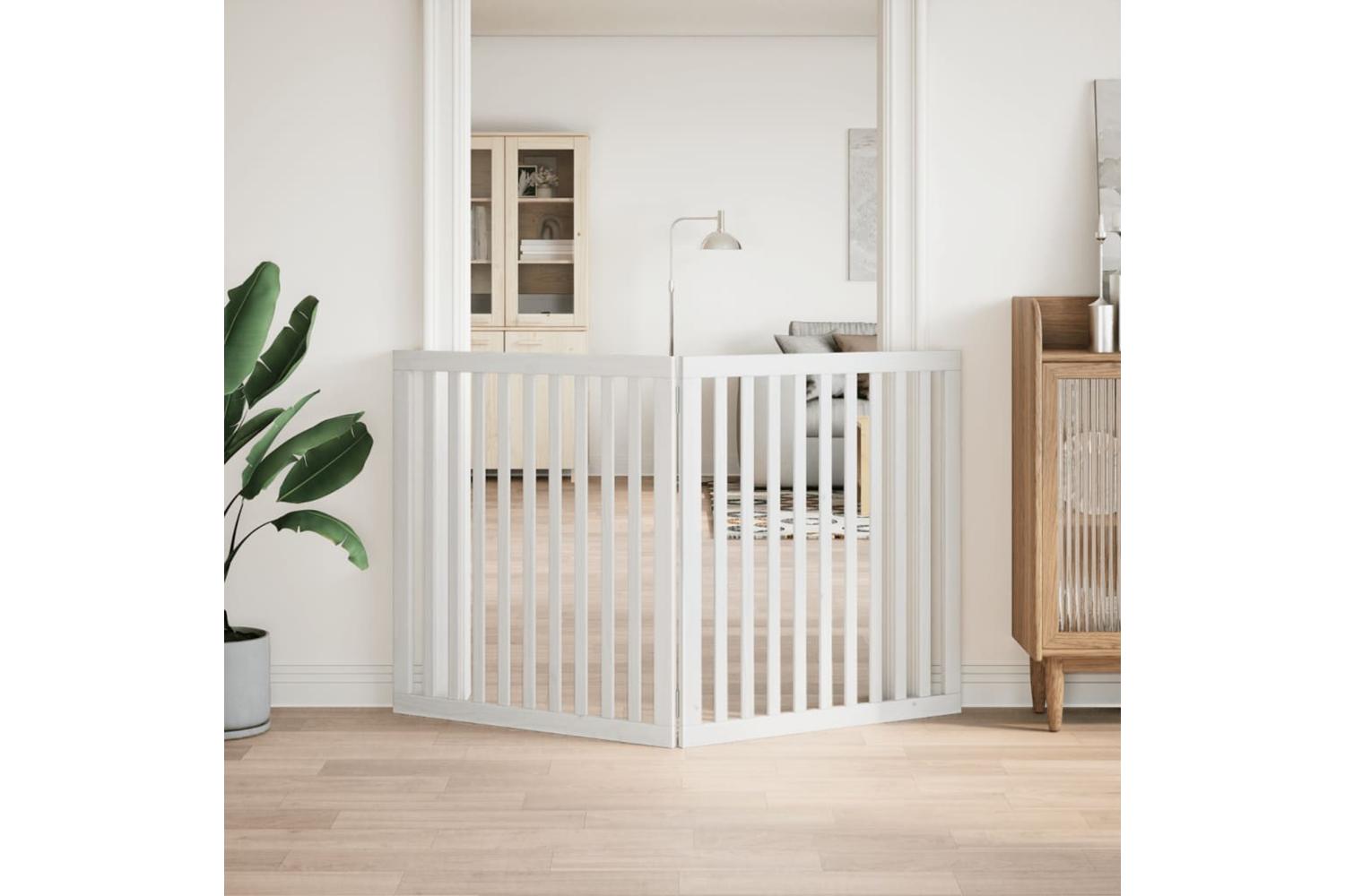 Vidaxl Dog Gate Foldable 2 Panels White 160 Cm Poplar Wood-3
