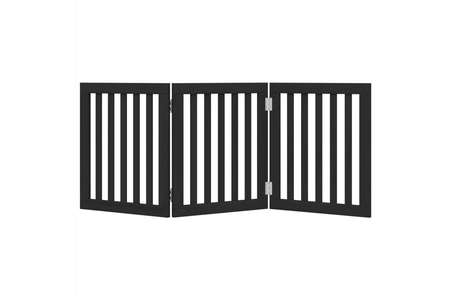 Vidaxl Dog Gate Foldable 3 Panels Black 150 Cm Poplar Wood-4