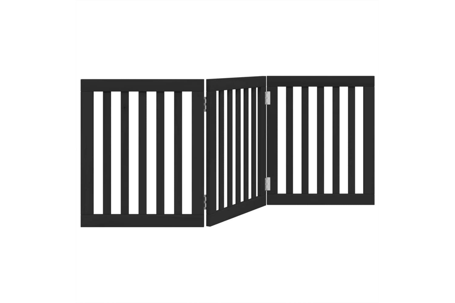 Vidaxl Dog Gate Foldable 3 Panels Black 150 Cm Poplar Wood-6