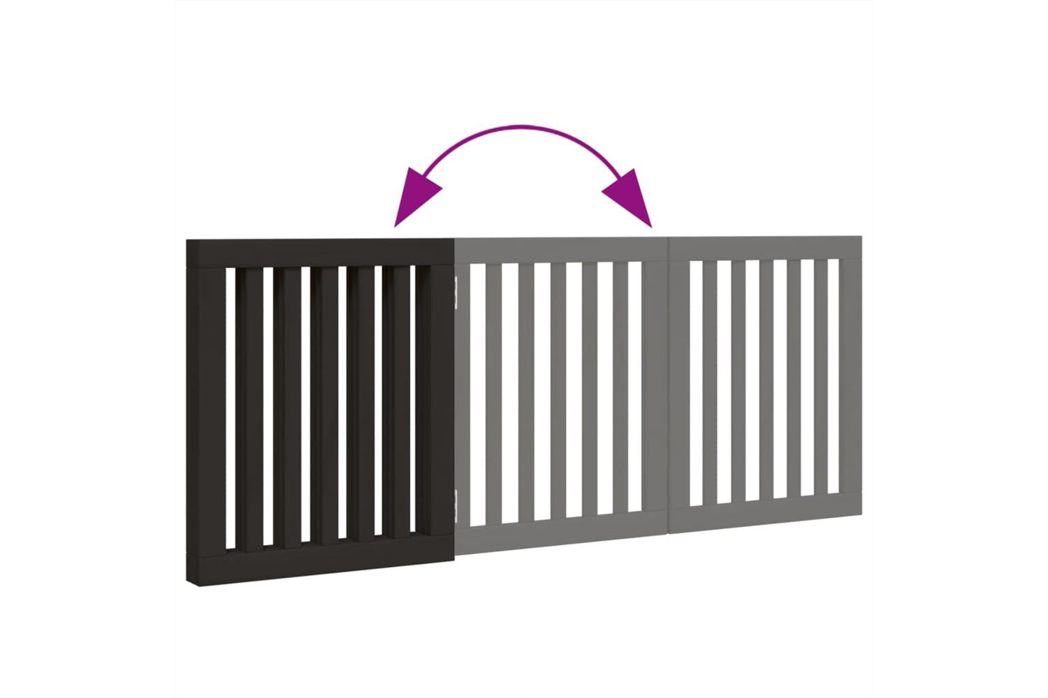 Vidaxl Dog Gate Foldable 3 Panels Black 150 Cm Poplar Wood-7