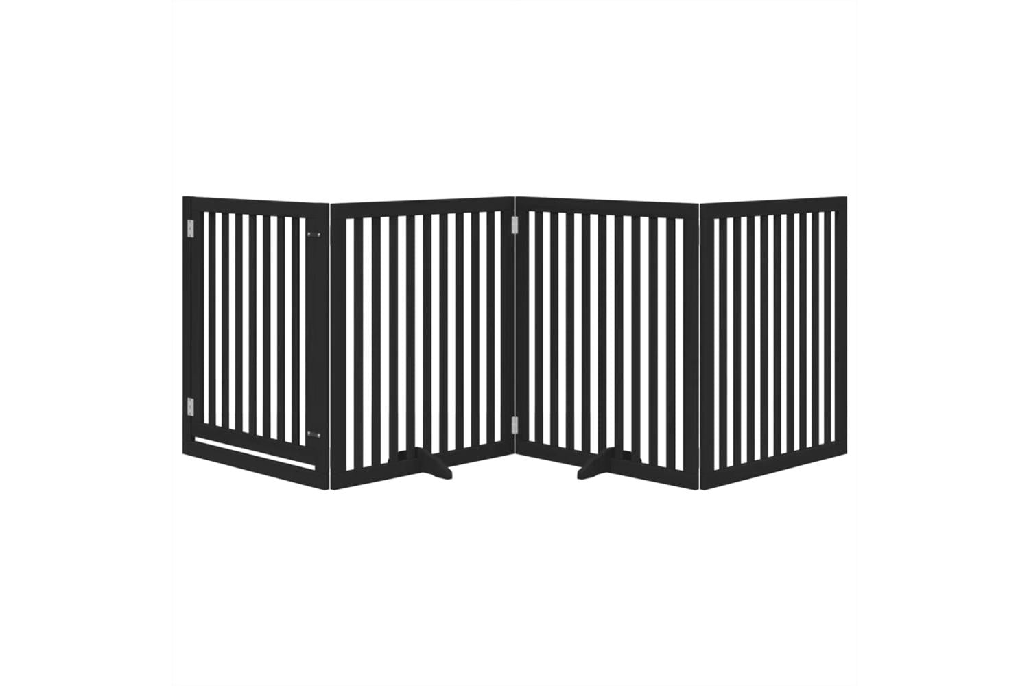 Vidaxl Dog Gate With Door Foldable 4 Panels Black 320 Cm Poplar Wood-3