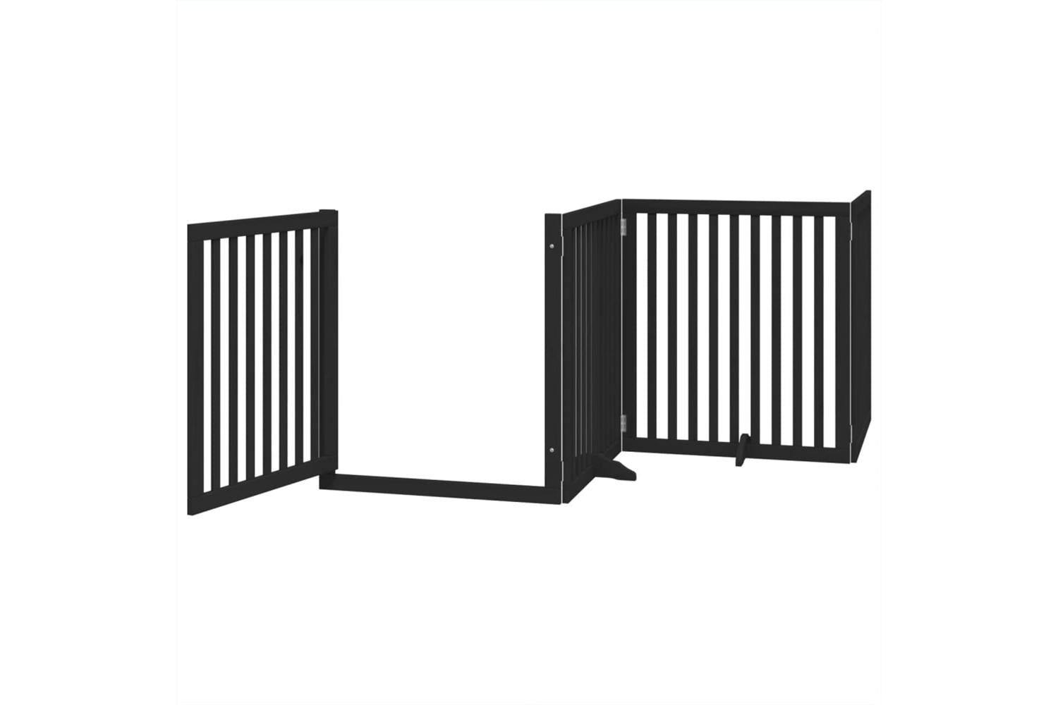Vidaxl Dog Gate With Door Foldable 4 Panels Black 320 Cm Poplar Wood-4