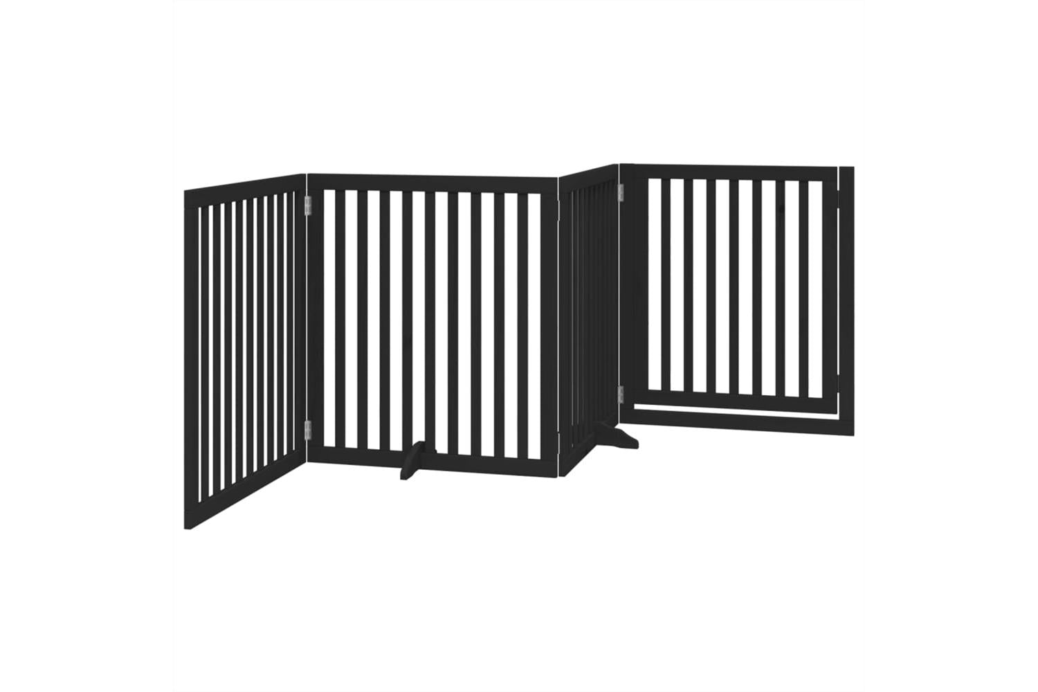 Vidaxl Dog Gate With Door Foldable 4 Panels Black 320 Cm Poplar Wood-6