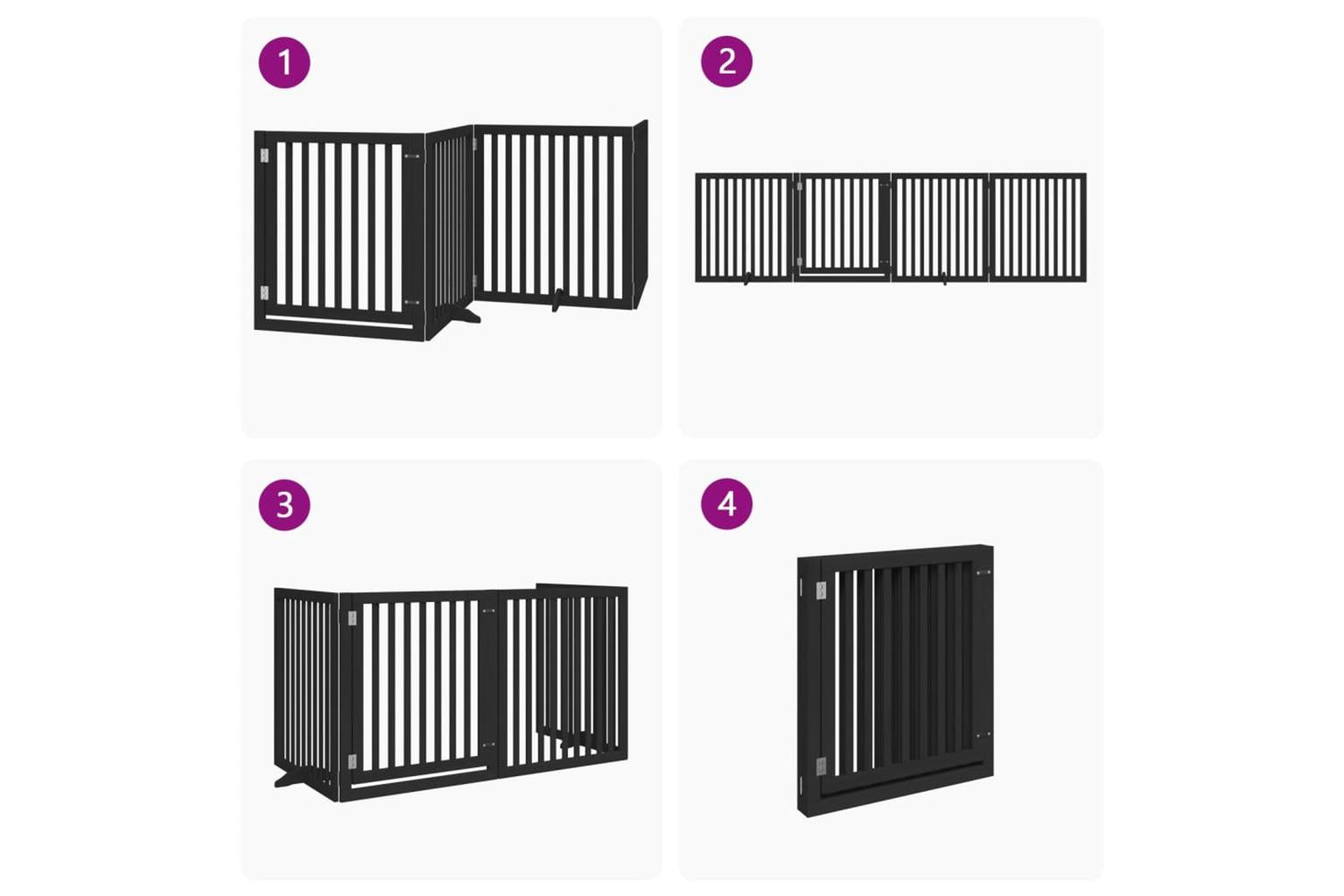 Vidaxl Dog Gate With Door Foldable 4 Panels Black 320 Cm Poplar Wood-7