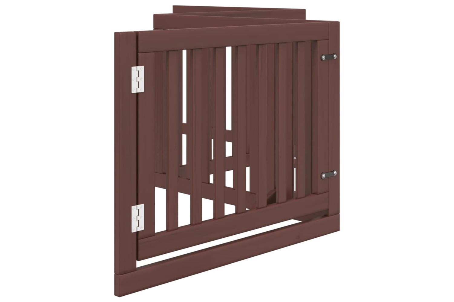 Vidaxl Dog Gate With Door Foldable 4 Panels Brown 320 Cm Poplar Wood-5