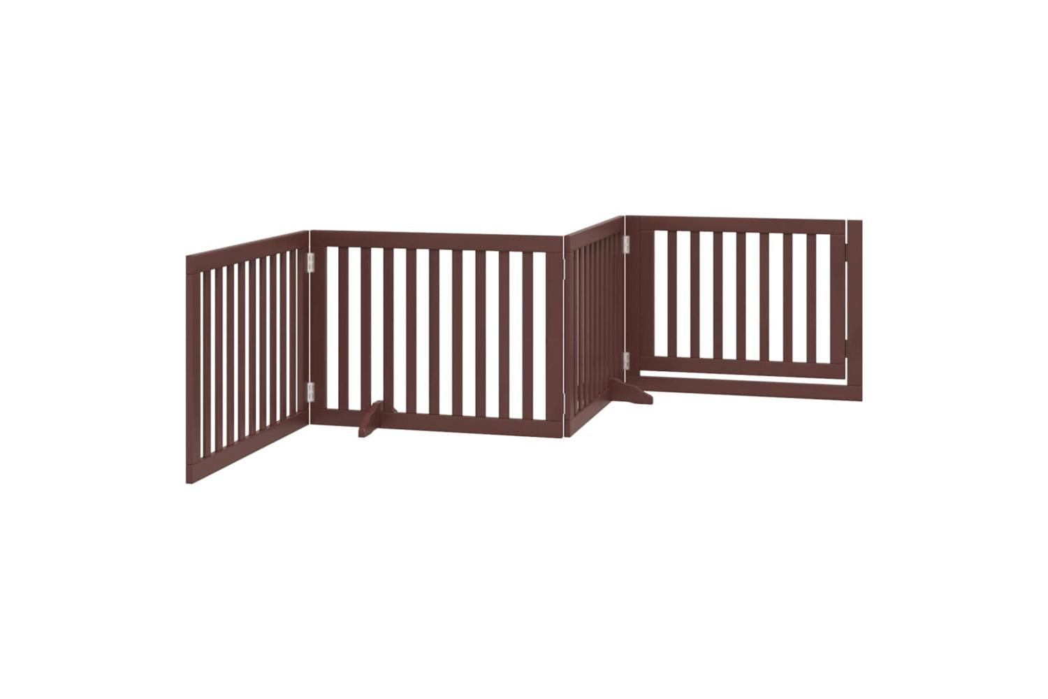 Vidaxl Dog Gate With Door Foldable 4 Panels Brown 320 Cm Poplar Wood-6