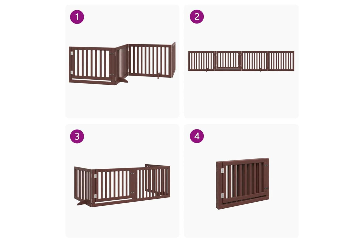 Vidaxl Dog Gate With Door Foldable 4 Panels Brown 320 Cm Poplar Wood-7