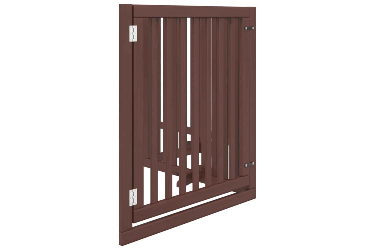 Vidaxl Dog Gate With Door Foldable 4 Panels Brown 320 Cm Poplar Wood-5