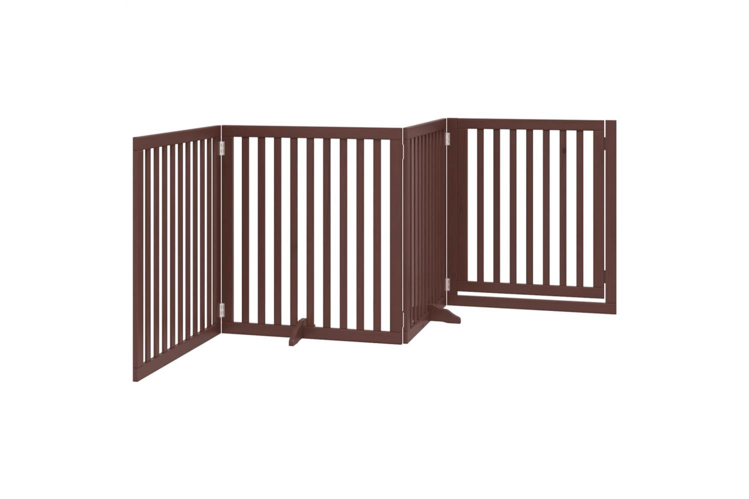 Vidaxl Dog Gate With Door Foldable 4 Panels Brown 320 Cm Poplar Wood-6