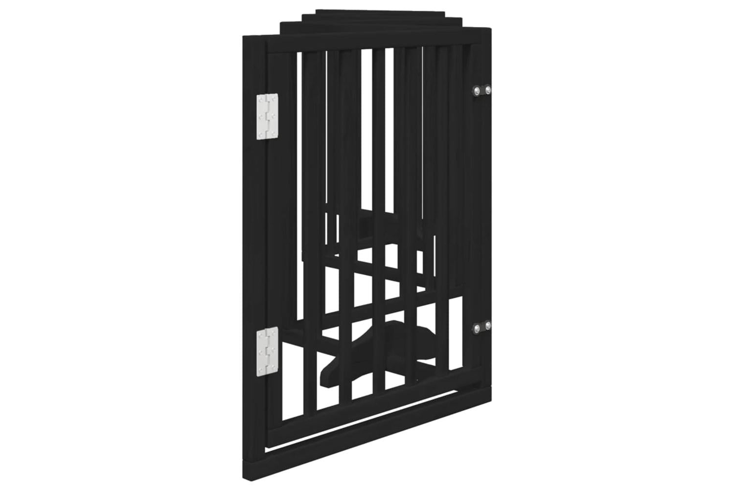 Vidaxl Dog Gate With Door Foldable 6 Panels Black 300 Cm Poplar Wood-5