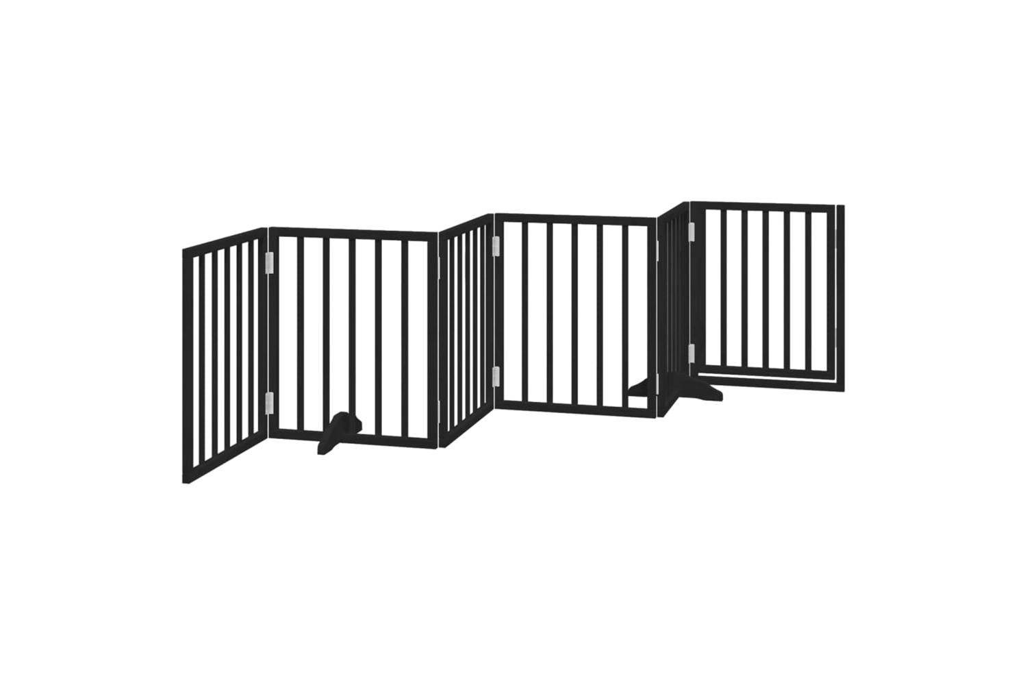 Vidaxl Dog Gate With Door Foldable 6 Panels Black 300 Cm Poplar Wood-6