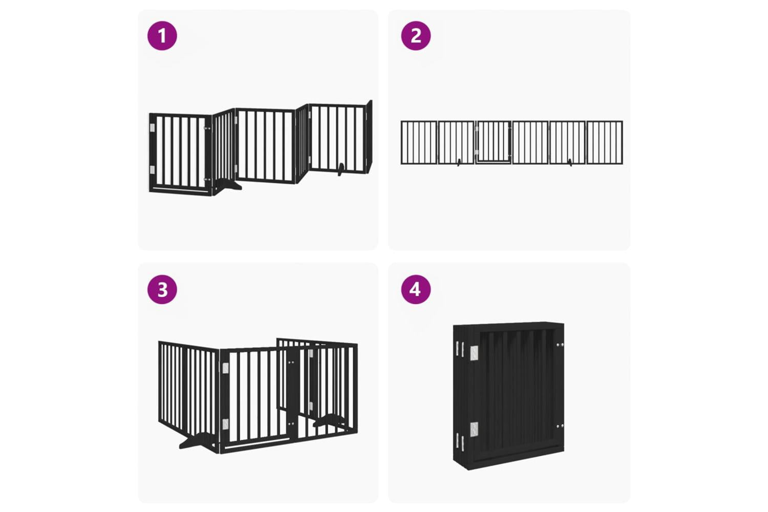 Vidaxl Dog Gate With Door Foldable 6 Panels Black 300 Cm Poplar Wood-7