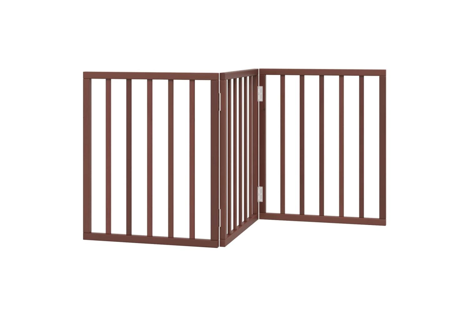Vidaxl Dog Gate Foldable 3 Panels Brown 150 Cm Poplar Wood-2