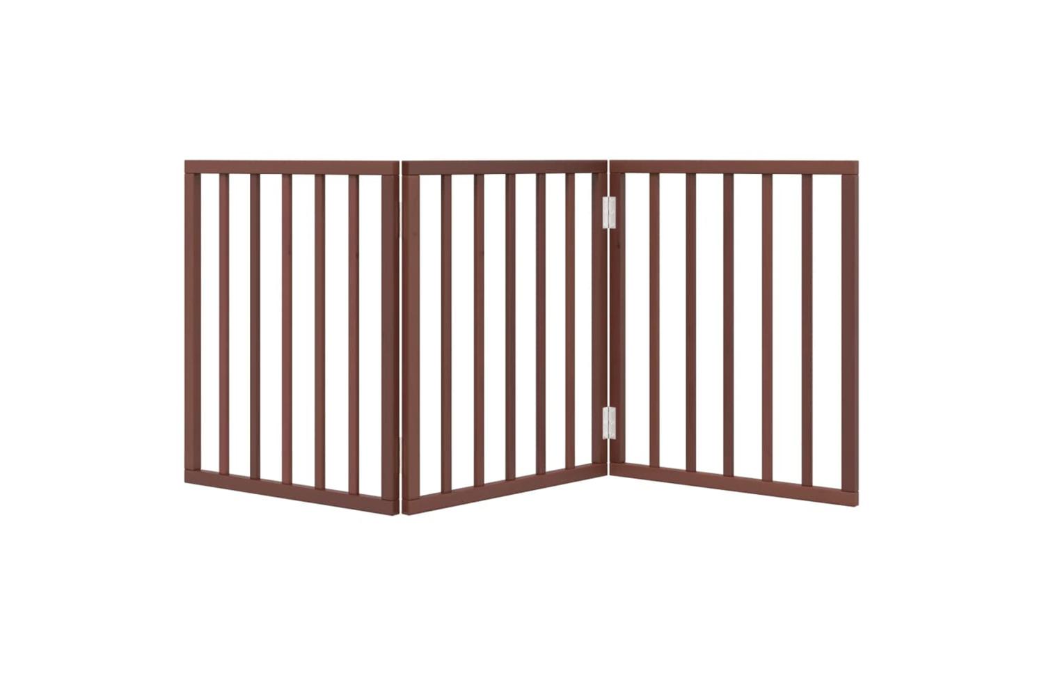 Vidaxl Dog Gate Foldable 3 Panels Brown 150 Cm Poplar Wood-4