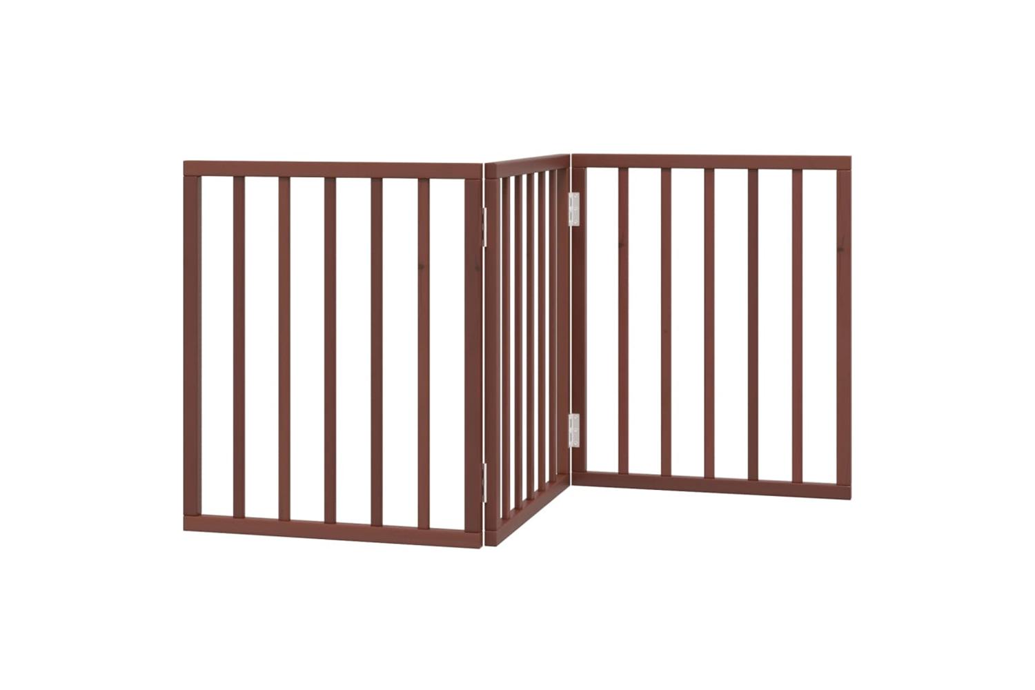 Vidaxl Dog Gate Foldable 3 Panels Brown 150 Cm Poplar Wood-6