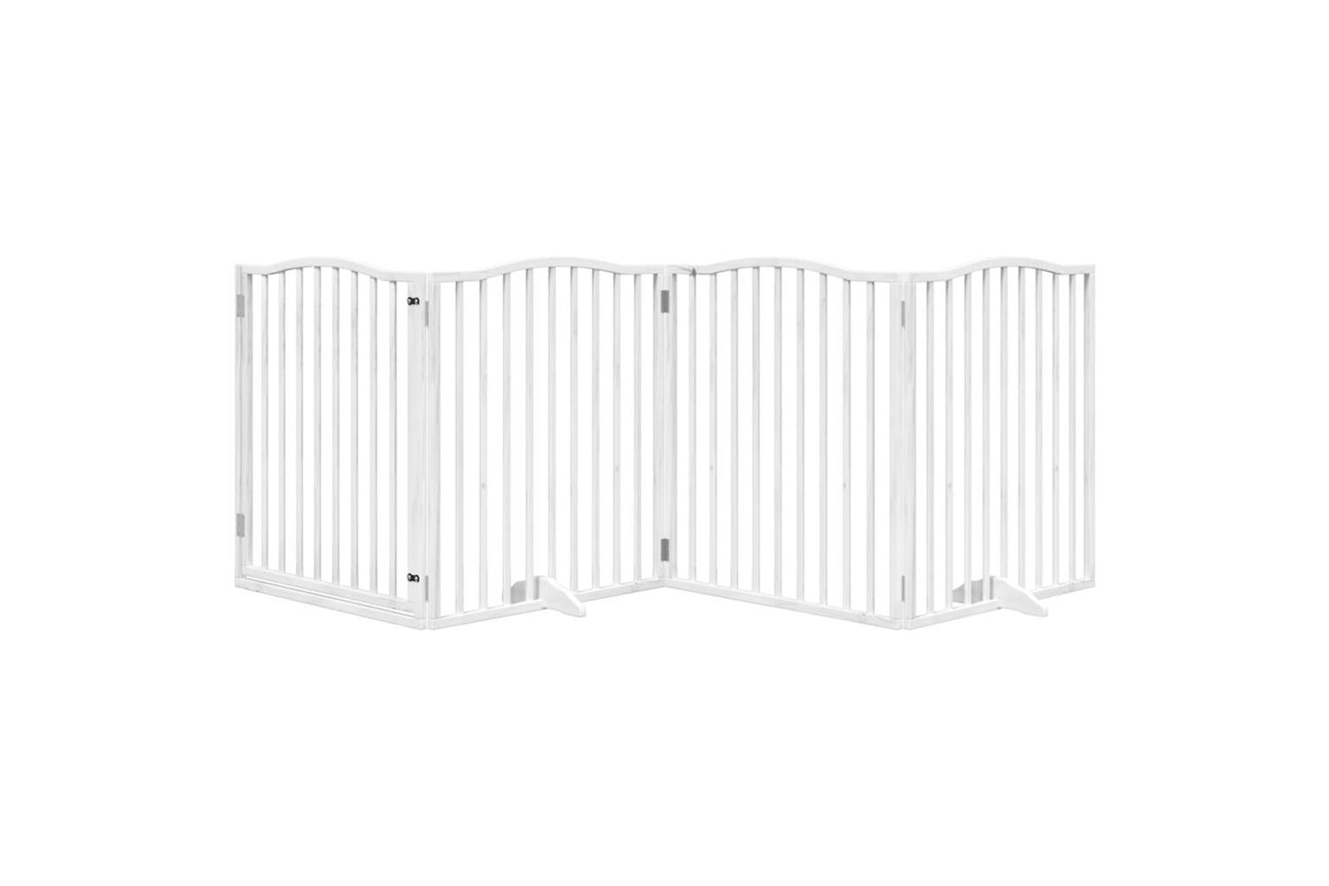 Vidaxl Dog Gate With Door Foldable 4 Panels White 320 Cm Poplar Wood-3