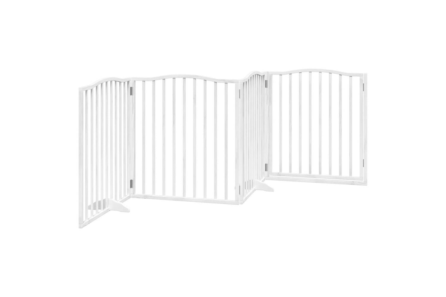 Vidaxl Dog Gate With Door Foldable 4 Panels White 320 Cm Poplar Wood-6