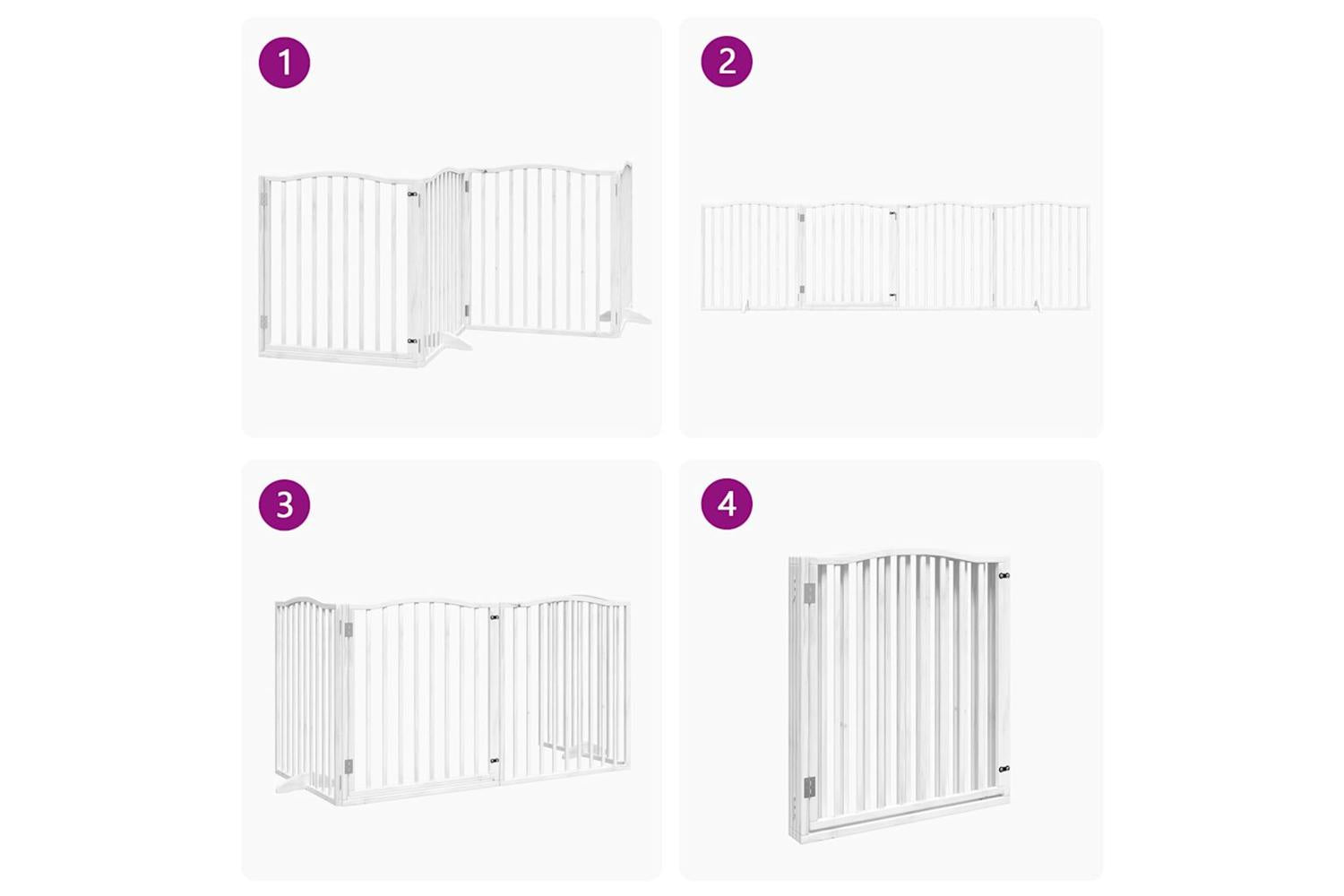 Vidaxl Dog Gate With Door Foldable 4 Panels White 320 Cm Poplar Wood-7