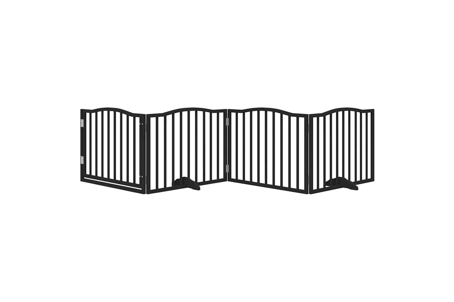 Vidaxl Dog Gate With Door Foldable 4 Panels Black 320 Cm Poplar Wood-3