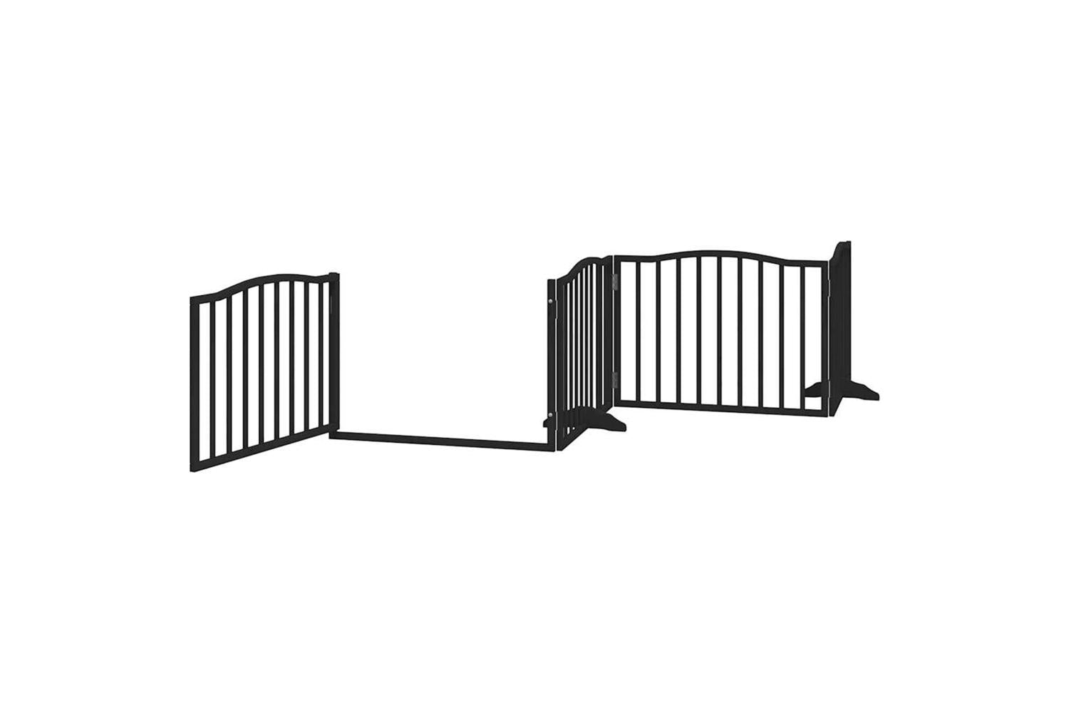 Vidaxl Dog Gate With Door Foldable 4 Panels Black 320 Cm Poplar Wood-4