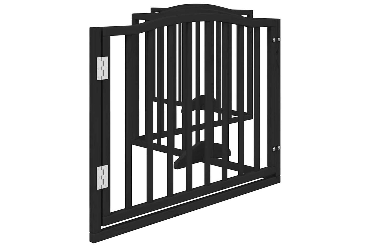 Vidaxl Dog Gate With Door Foldable 4 Panels Black 320 Cm Poplar Wood-5