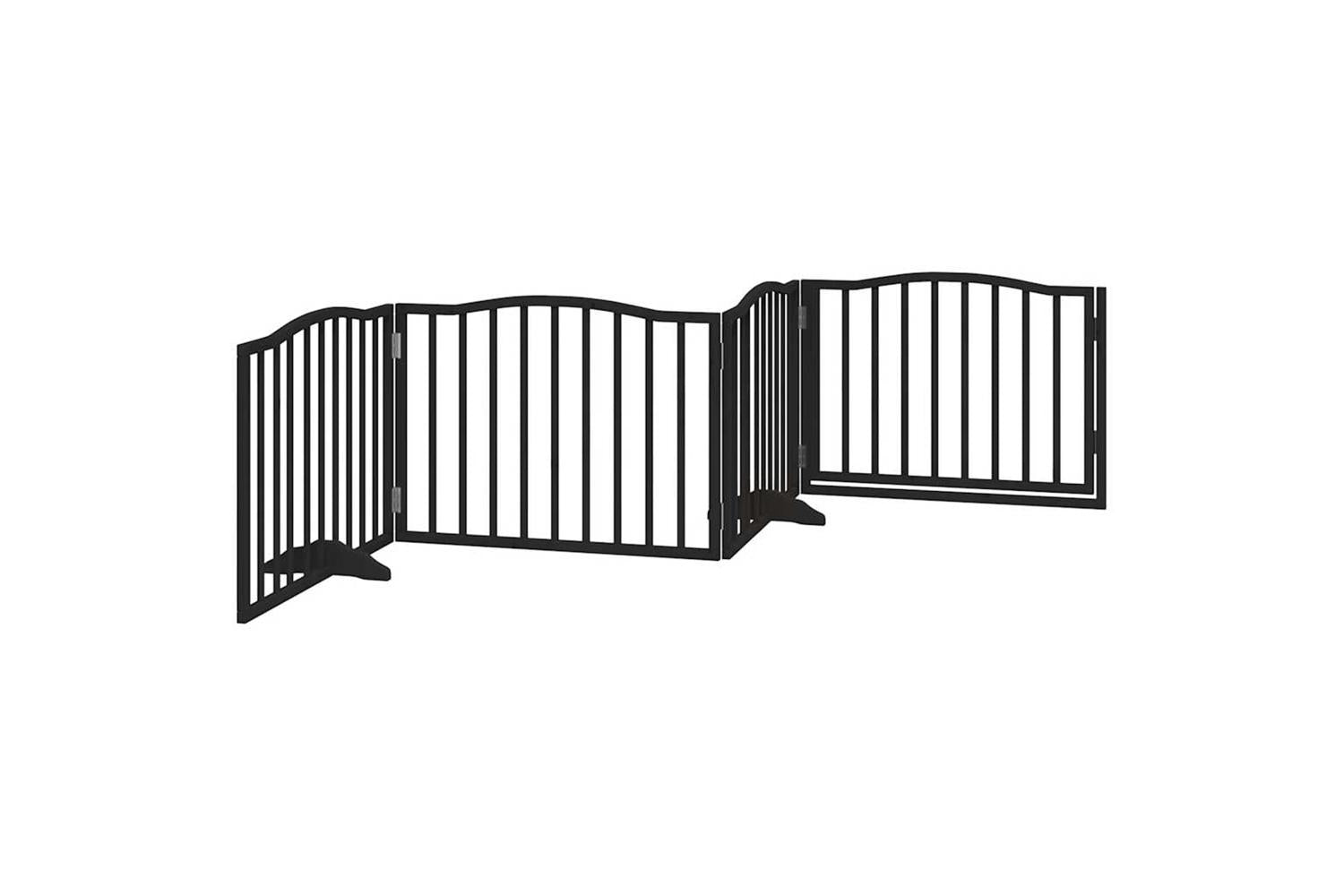 Vidaxl Dog Gate With Door Foldable 4 Panels Black 320 Cm Poplar Wood-6