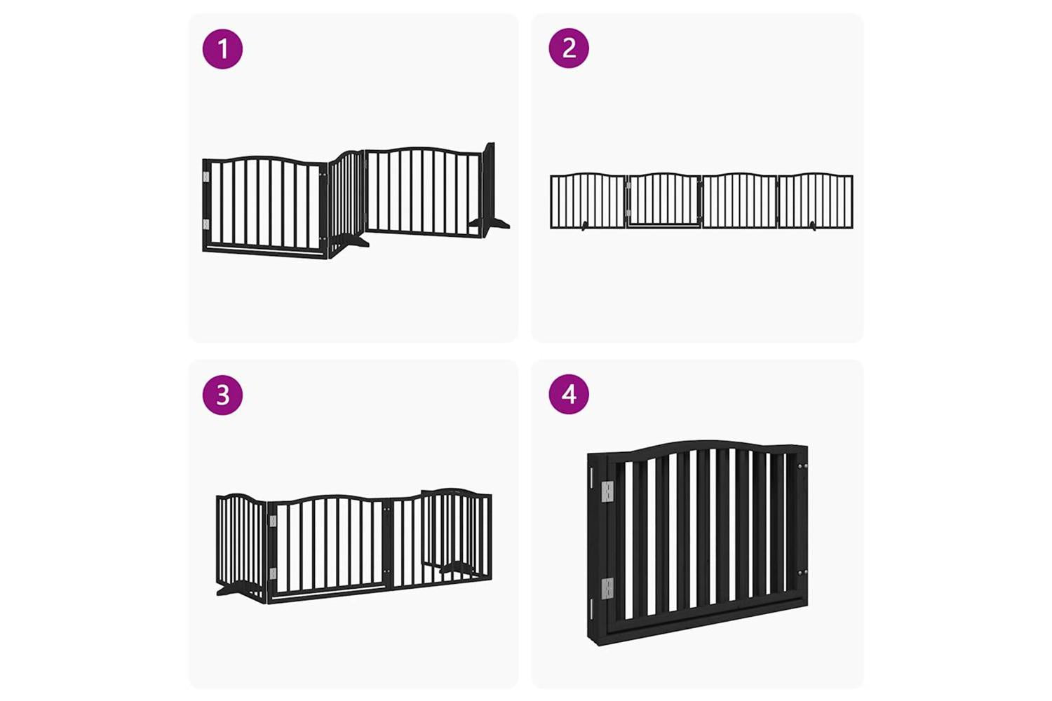 Vidaxl Dog Gate With Door Foldable 4 Panels Black 320 Cm Poplar Wood-7