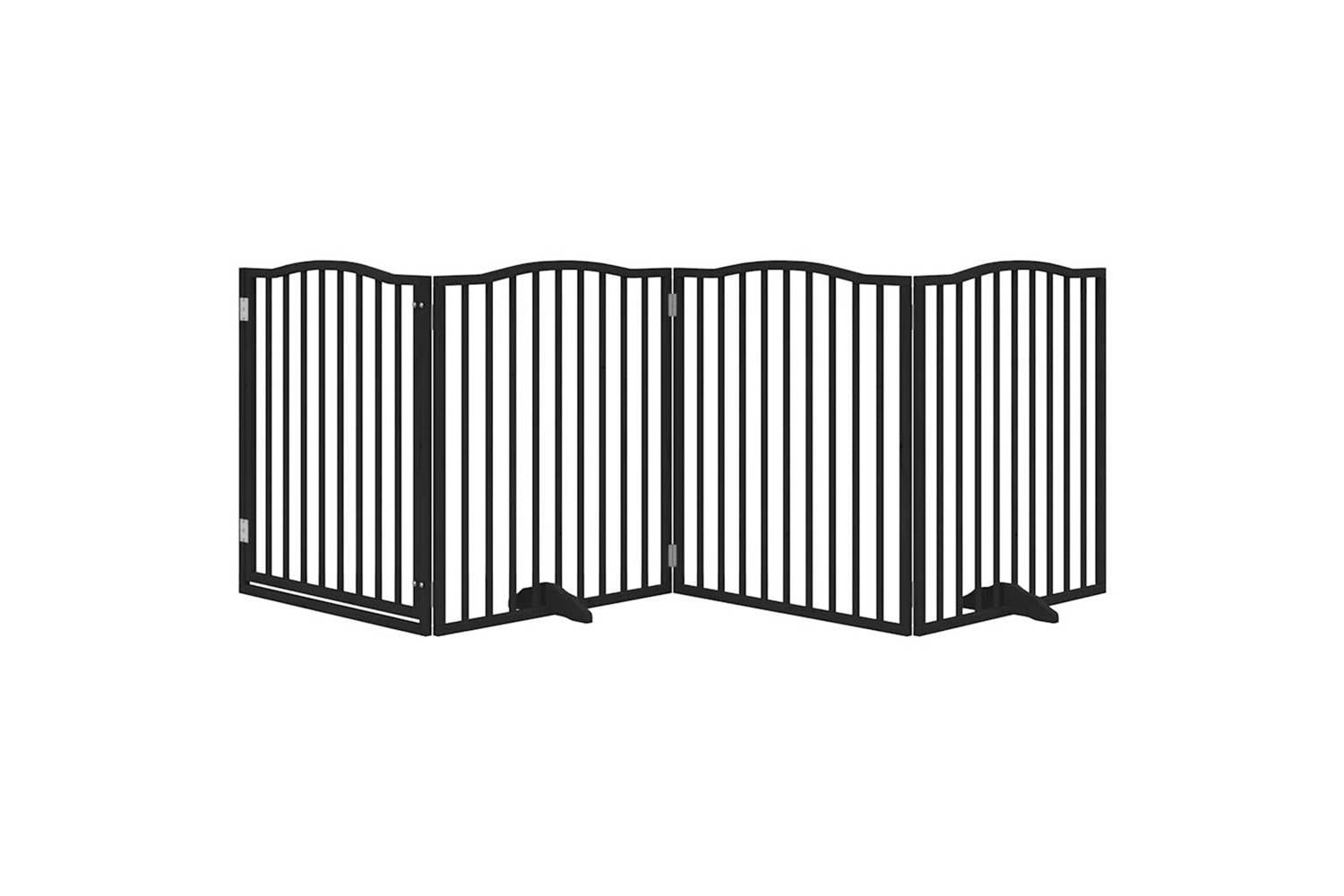 Vidaxl Dog Gate With Door Foldable 4 Panels Black 320 Cm Poplar Wood-3