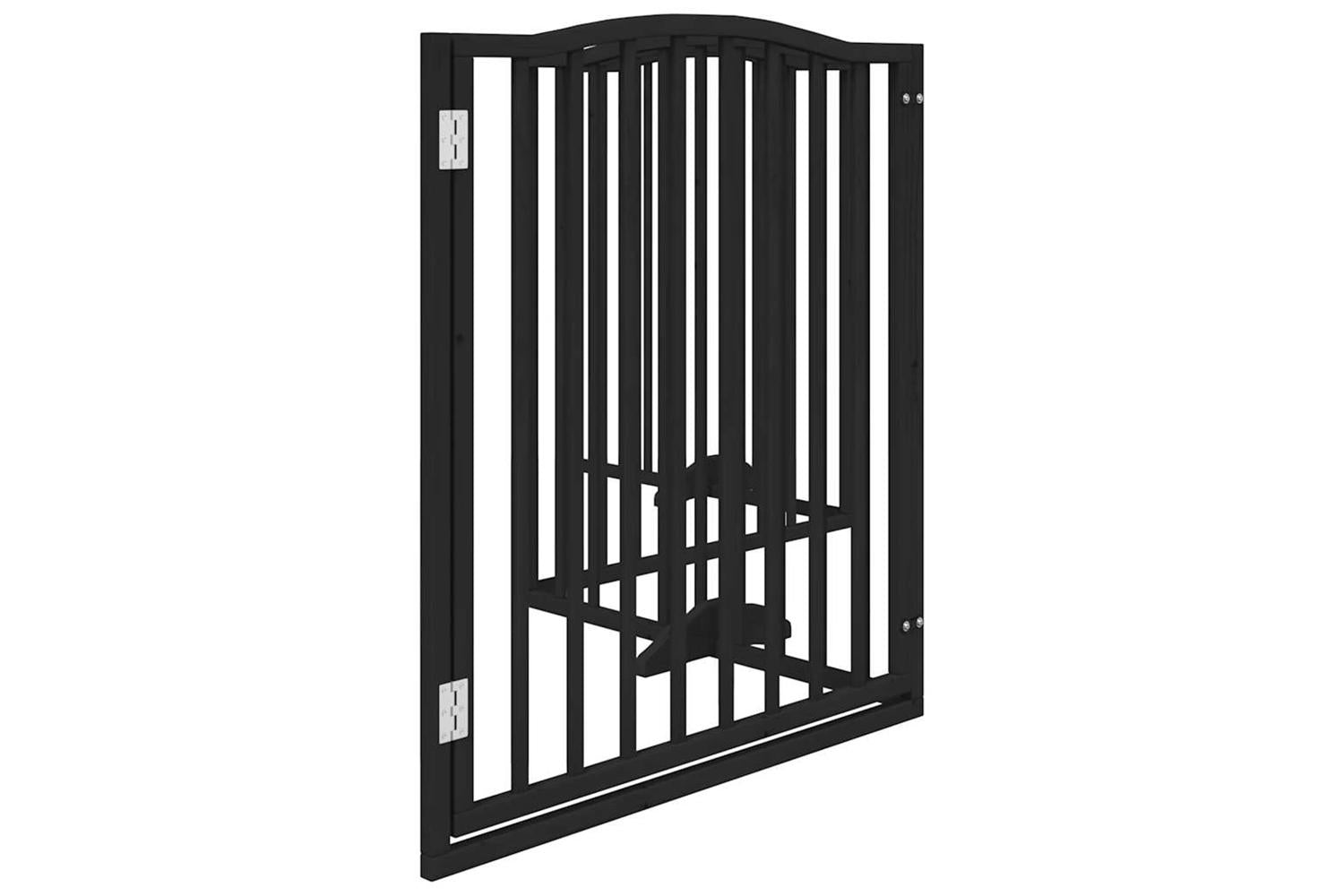 Vidaxl Dog Gate With Door Foldable 4 Panels Black 320 Cm Poplar Wood-5