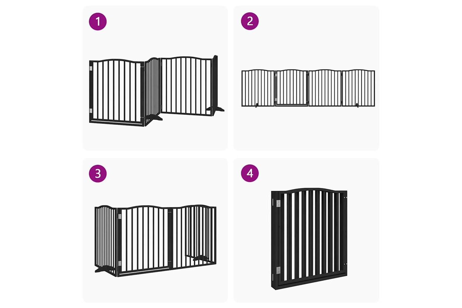 Vidaxl Dog Gate With Door Foldable 4 Panels Black 320 Cm Poplar Wood-7