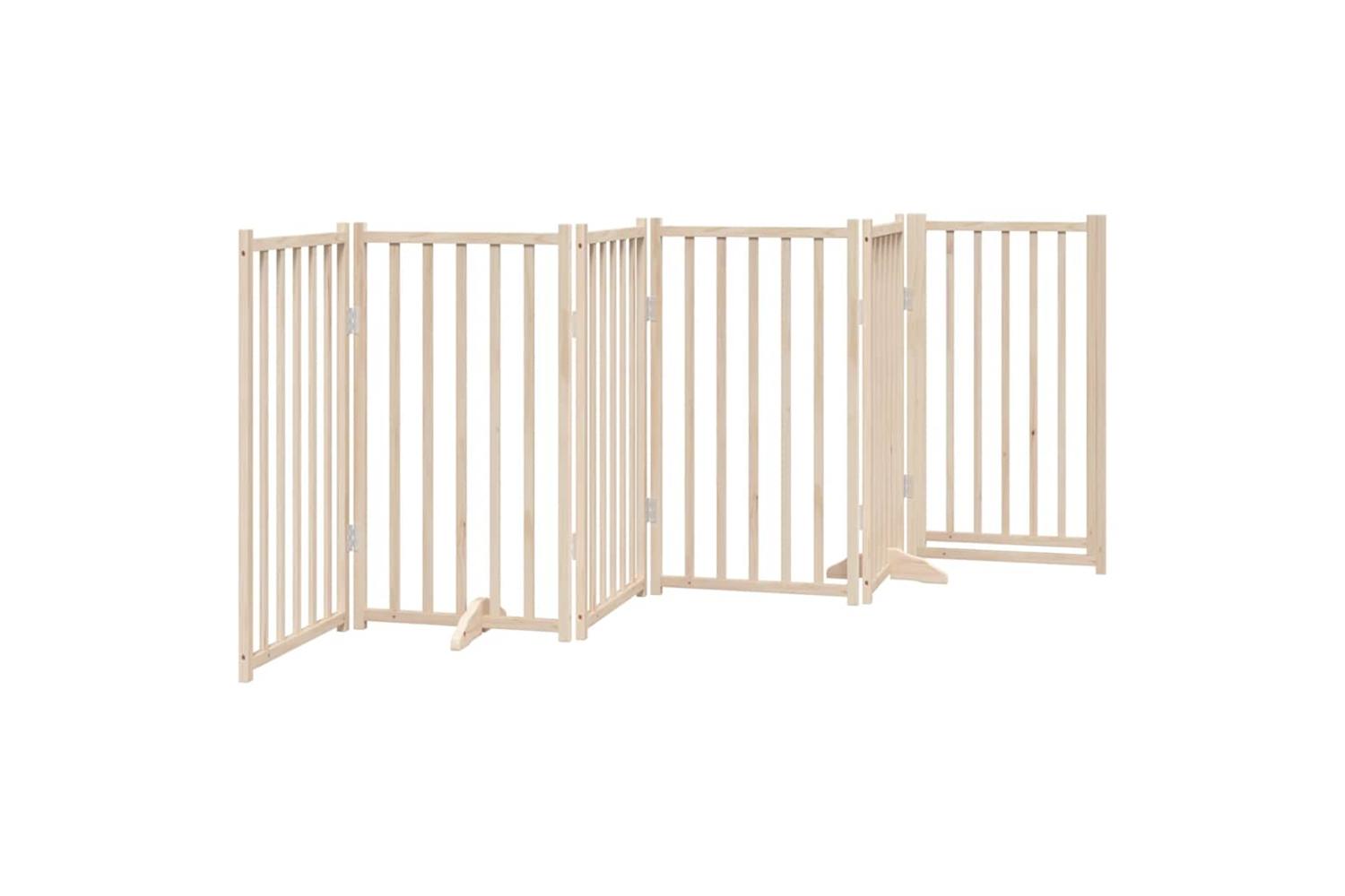 Vidaxl Dog Gate With Door Foldable 6 Panels 300 Cm Solid Wood Fir-6