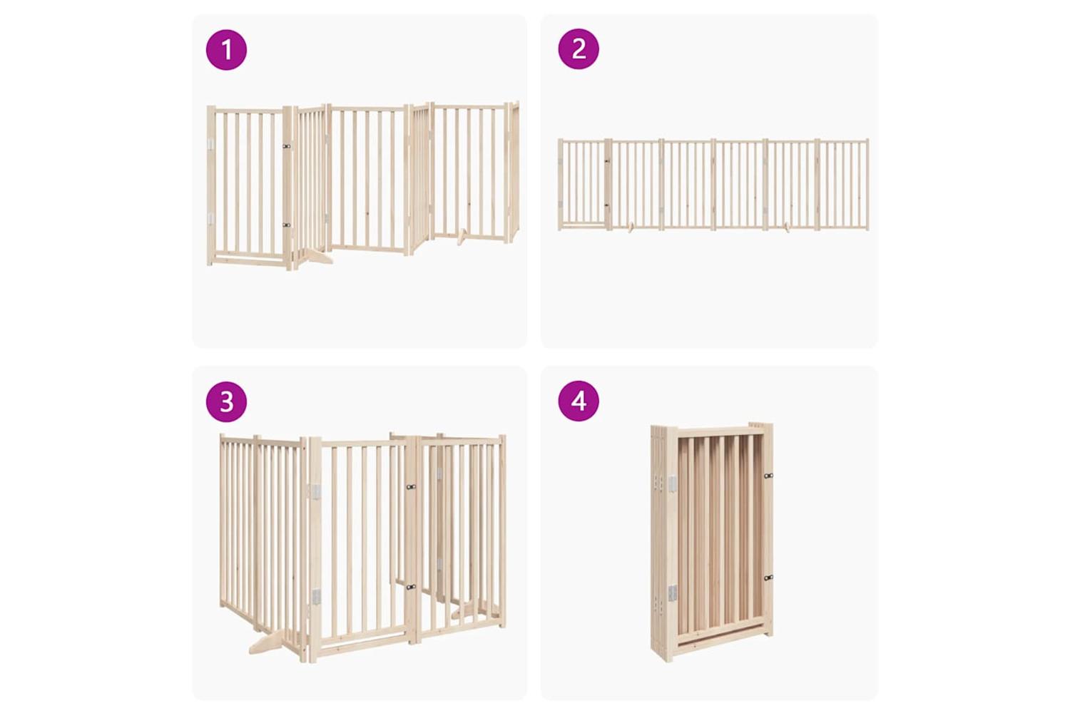 Vidaxl Dog Gate With Door Foldable 6 Panels 300 Cm Solid Wood Fir-7