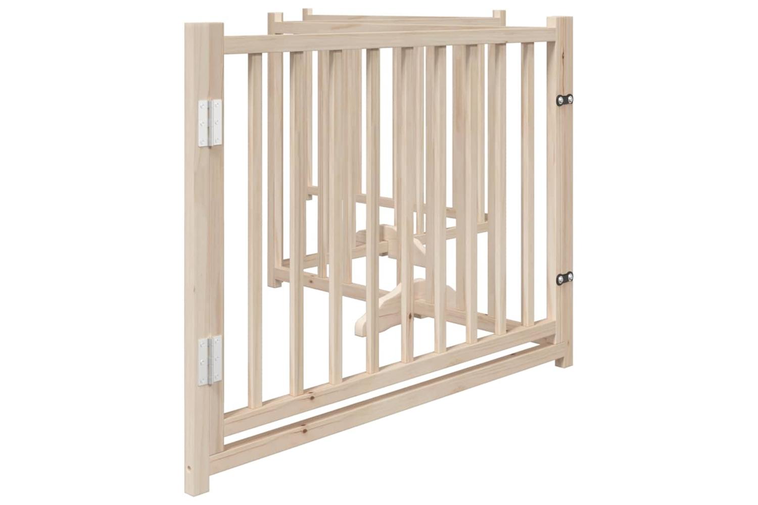 Vidaxl Dog Gate With Door Foldable 4 Panels 320 Cm Solid Wood Fir-5