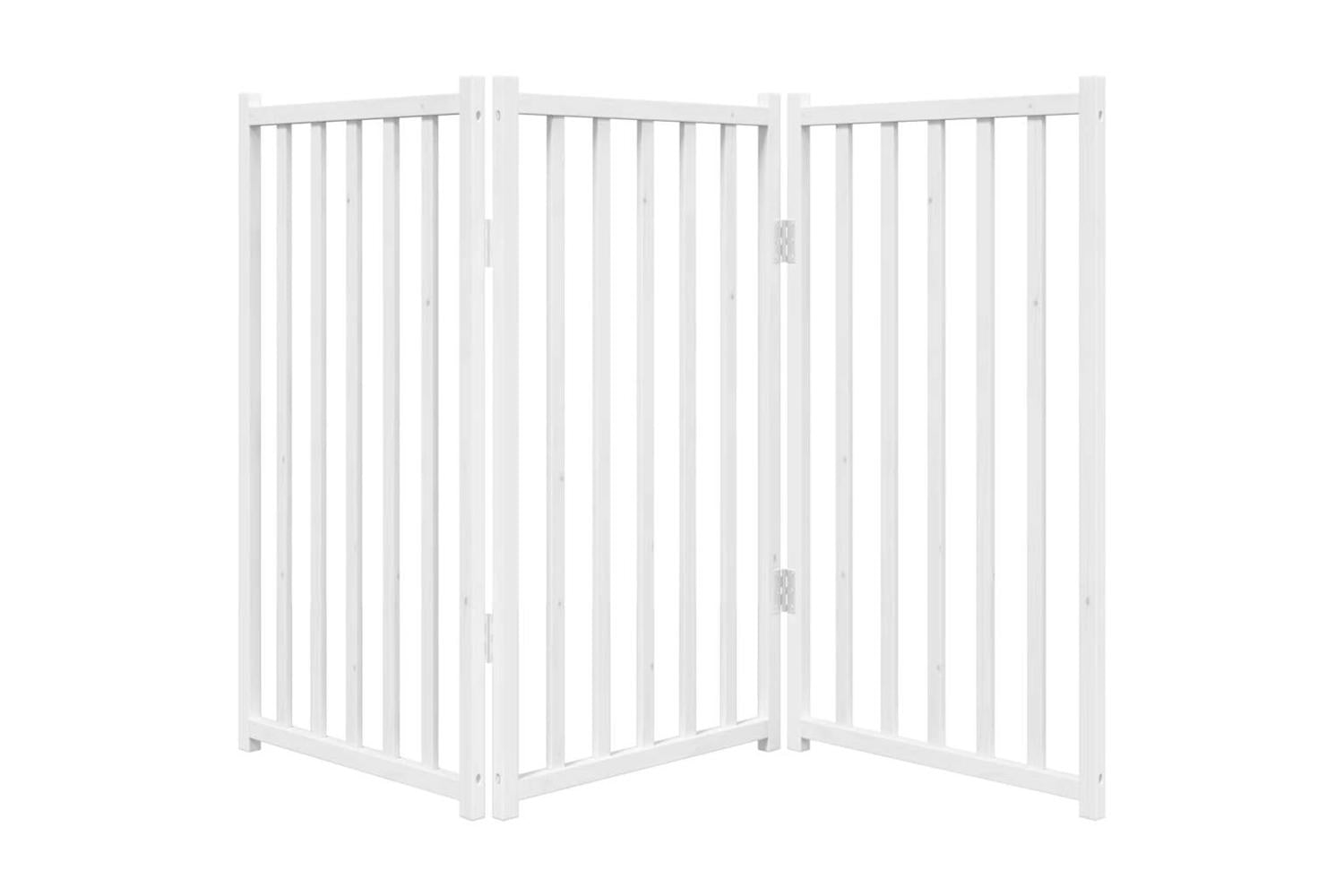 Vidaxl Dog Gate Foldable 3 Panels White 150 Cm Solid Wood Fir-4