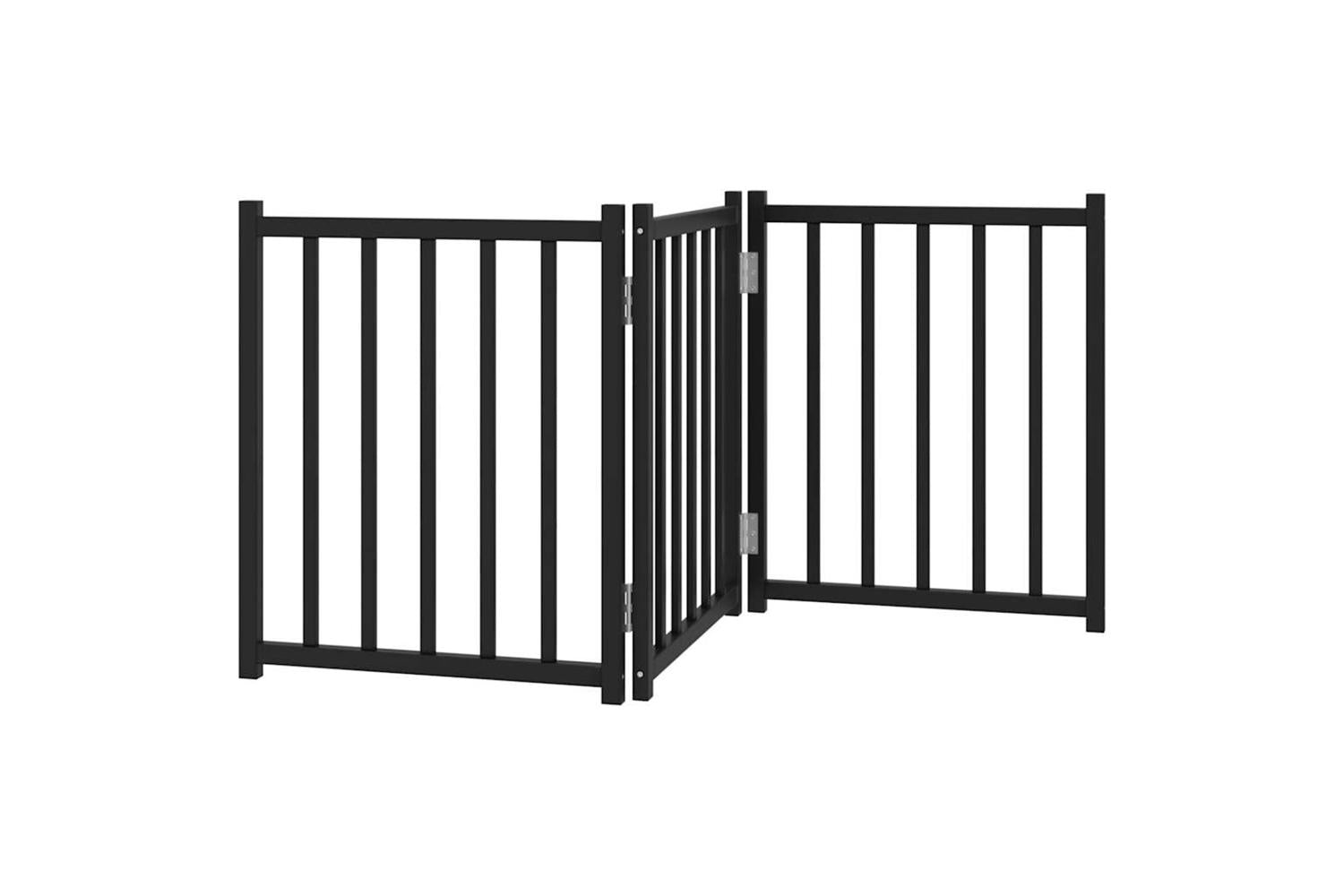 Vidaxl Dog Gate Foldable 3 Panels Black 150 Cm Solid Wood Fir-2