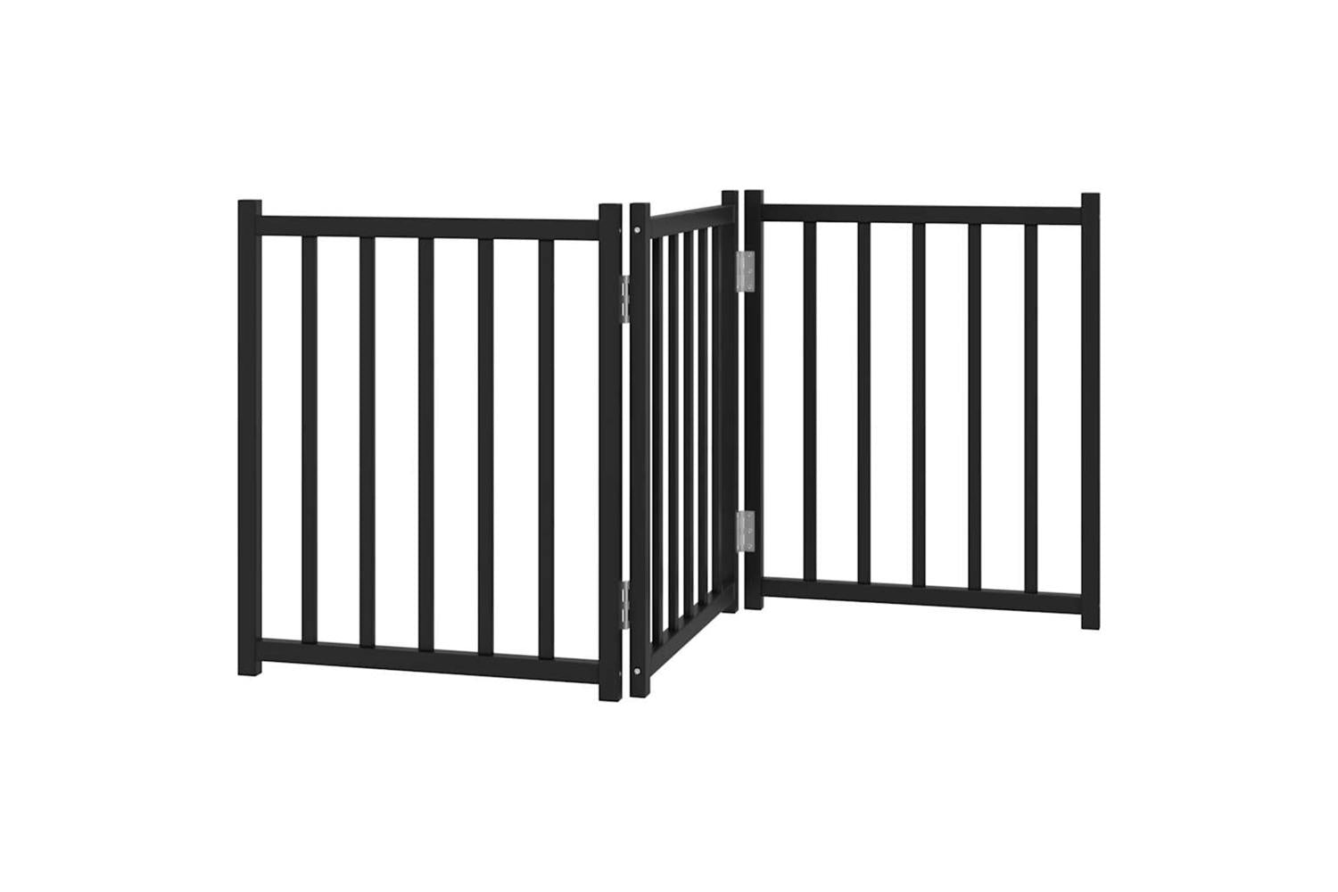 Vidaxl Dog Gate Foldable 3 Panels Black 150 Cm Solid Wood Fir-6