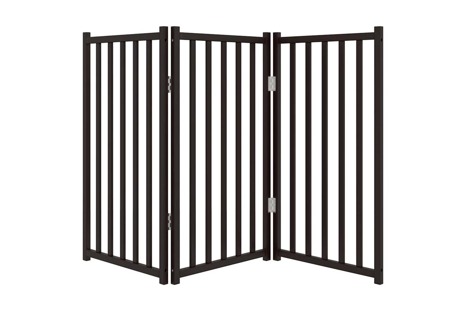 Vidaxl Dog Gate Foldable 3 Panels Black 150 Cm Solid Wood Fir-4