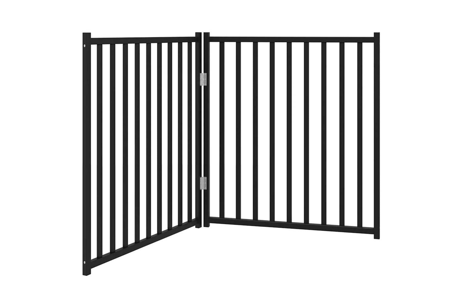 Vidaxl Dog Gate Foldable 2 Panels Black 160 Cm Solid Wood Fir-2